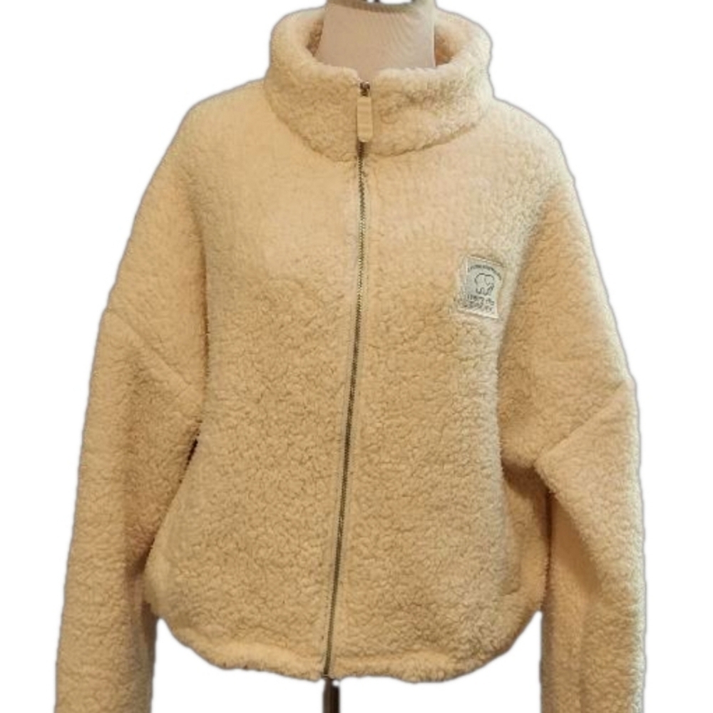 Ivory Ella Cream Fleece Zip-Up Jacket